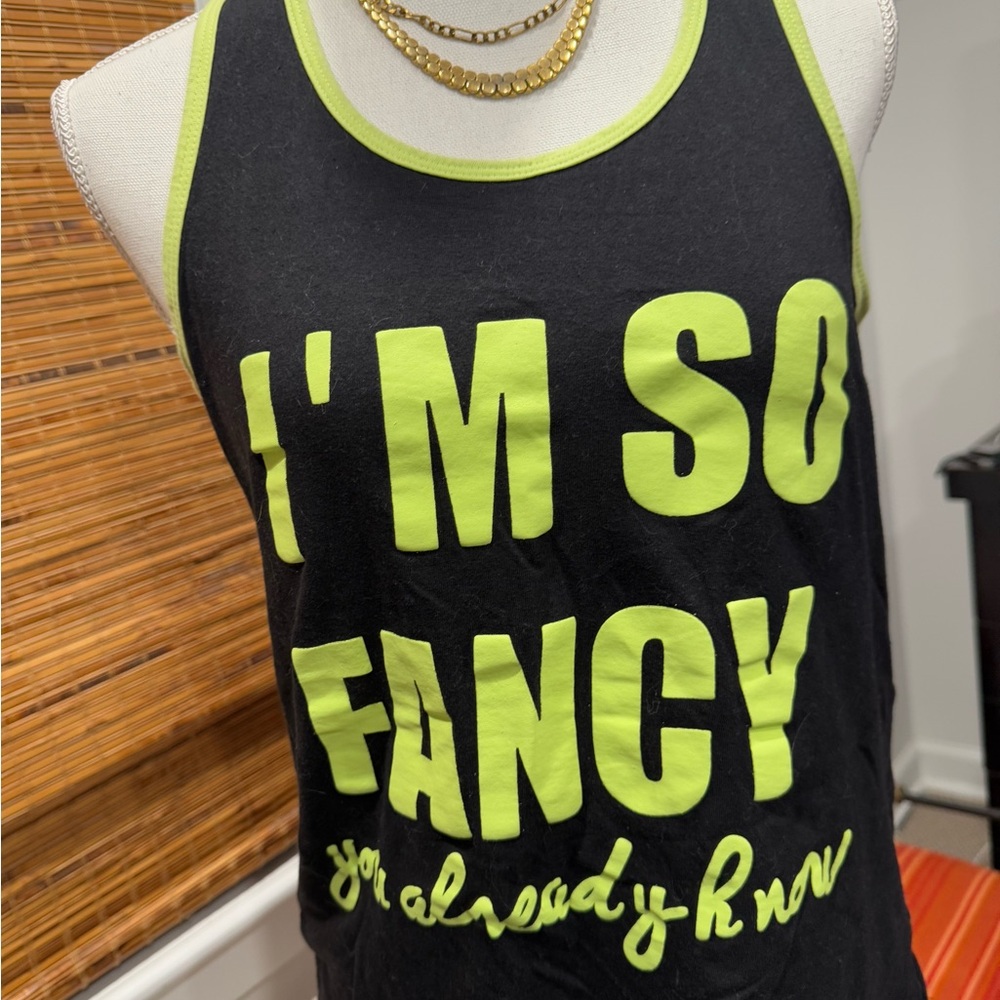 Black and Neon Green Graphic Tank Top